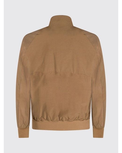 Baracuta Natural Cotton Blend Bomber Jacket With High Collar And Zip Closure for men