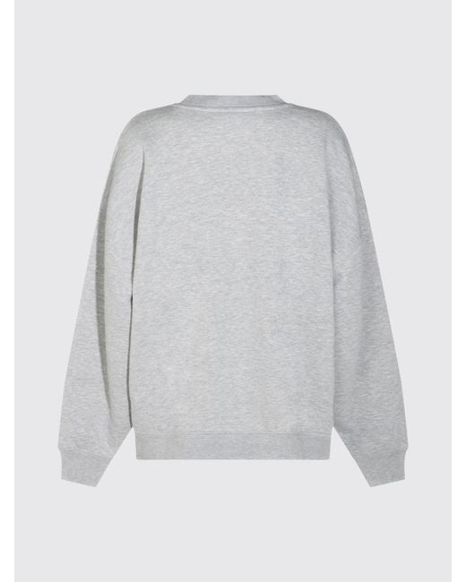 Anine Bing Gray Relaxed Fit Logo Cotton-Blend Crewneck Sweatshirt