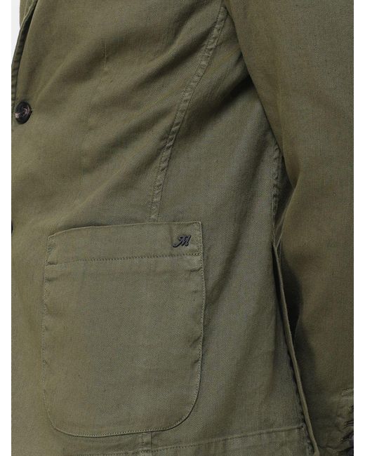 Mason's Green Single Breasted Cotton And Linen Blazer for men
