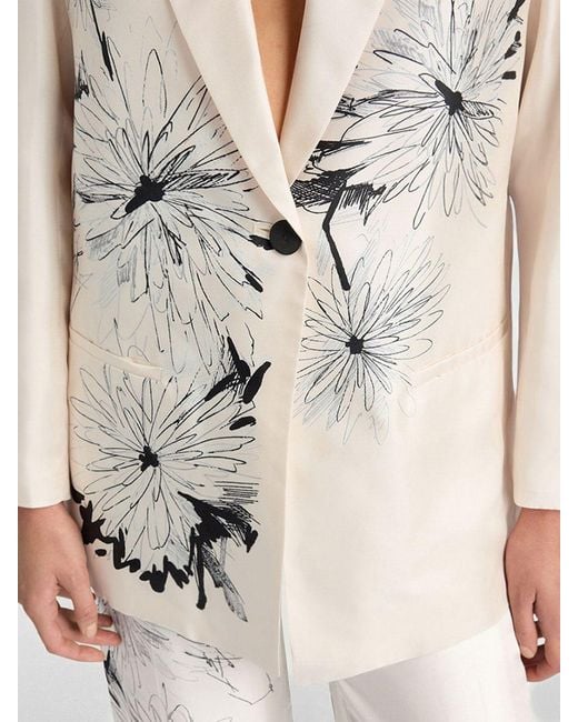 Momoní Natural MomonÌ Printed Silk Single-Breasted Blazer