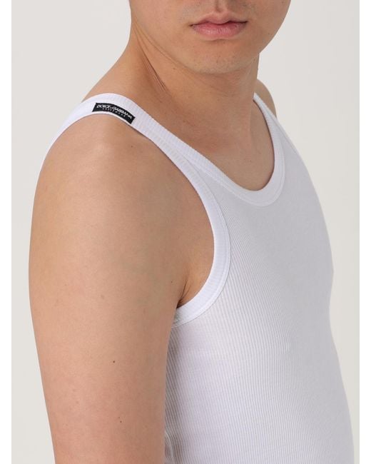 Dolce & Gabbana White Ribbed Tank Top Slim Fit for men