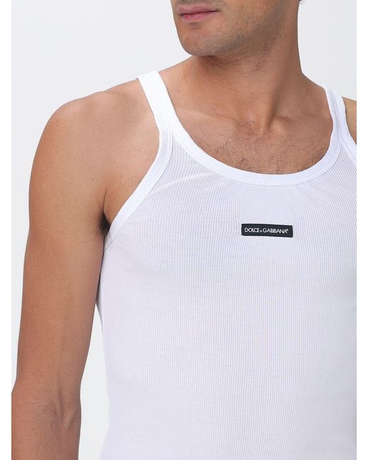 Dolce & Gabbana White Dolce &Amp Gabbana Cotton Tank Top With Logo for men