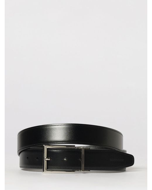 DSquared² Black Reversible Leather Belt With Interchangeable Buckle for men