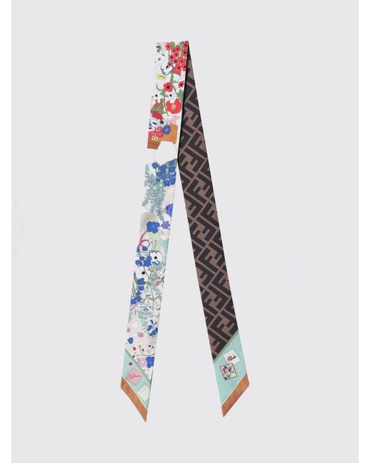 Fendi White Printed Silk Bandeau