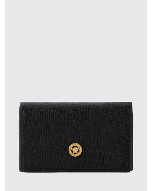 Versace Black Medusa Biggie Grained Leather Credit Card Holder for men