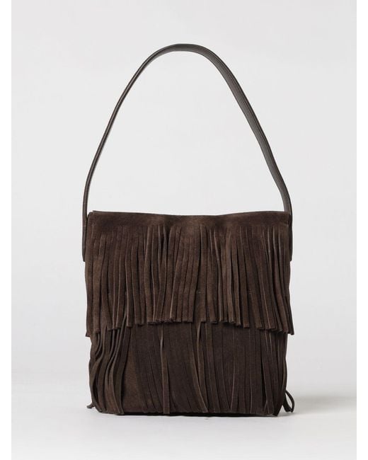 Liviana Conti White Iman Suede Bag With Fringes