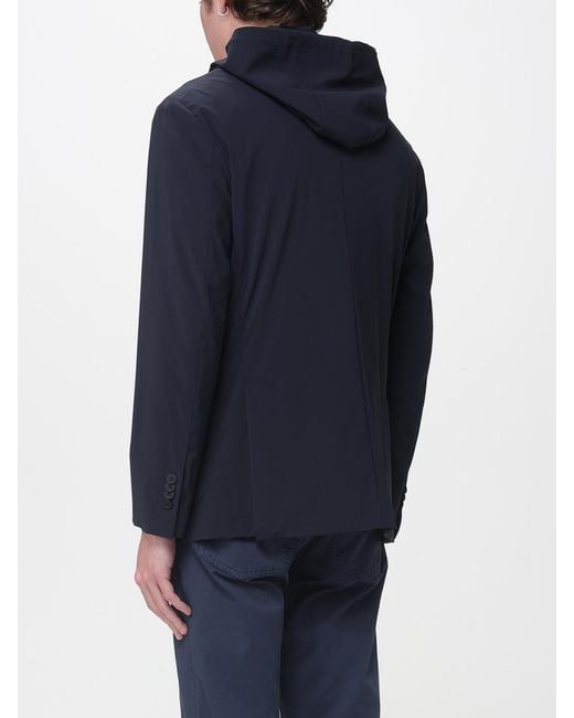 Manuel Ritz Blue Single-Breasted Blazer With Sweatshirt Hood for men