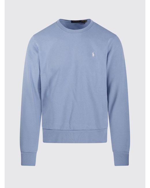 Polo Ralph Lauren Blue Cotton Crewneck Sweatshirt With Pony Logo for men