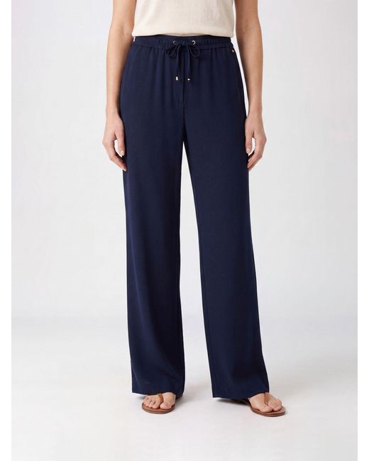 Herno Blue High-Waisted Jersey Palazzo Trousers With Drawstring