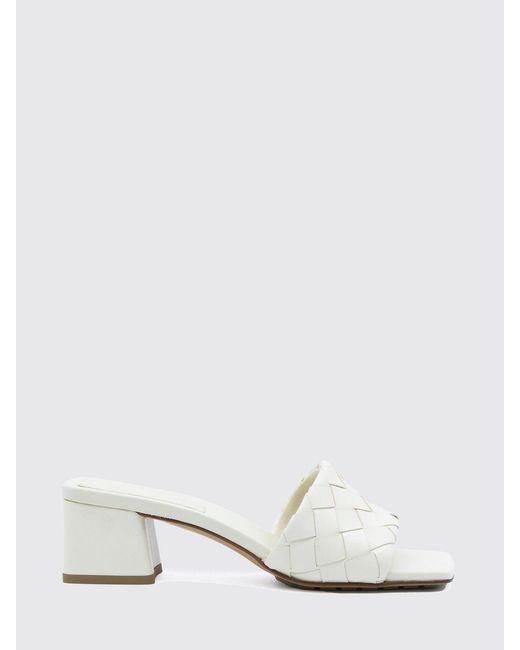 Bottega Veneta White Parco Woven Leather Mules