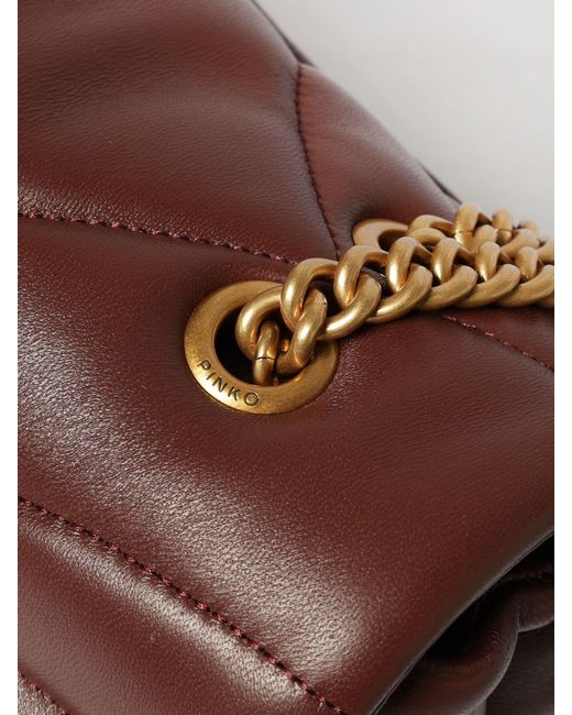 Pinko Brown Classic Love Bag Puff Matelassé Nappa Bag
