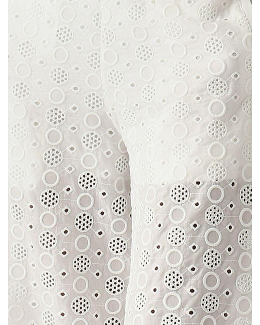 Pinko White Cotton Flared Trousers