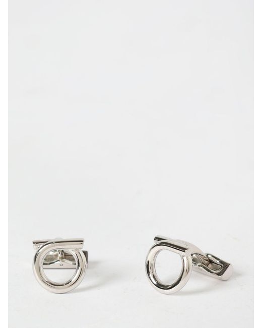 Ferragamo White Gancini Brass Cufflinks for men
