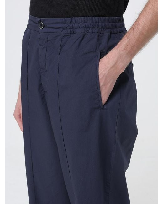 Barena Blue Wide Leg Stretch Cotton Trousers for men