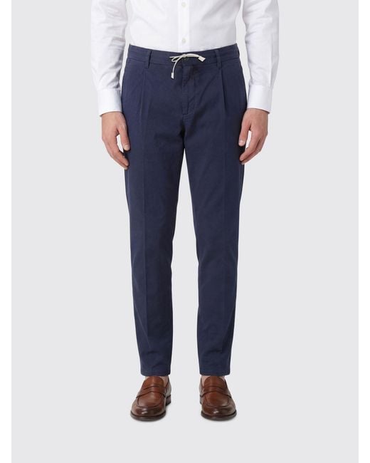 Eleventy Blue Stretch Cotton Trousers for men