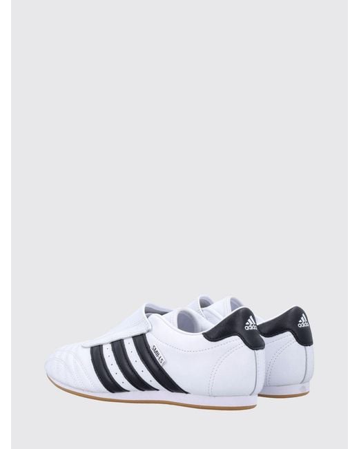 Adidas Originals White Taekwondo Quilted Leather Slip-On Sneakers With 3-Stripes Logo