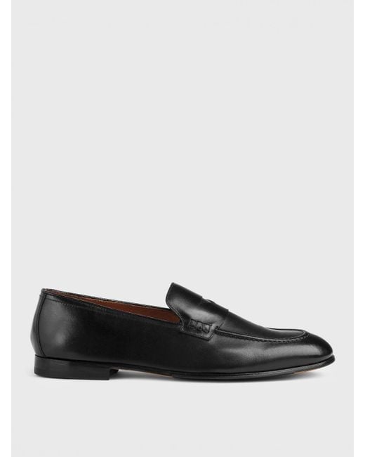 Doucal's Black Leather Loafers for men