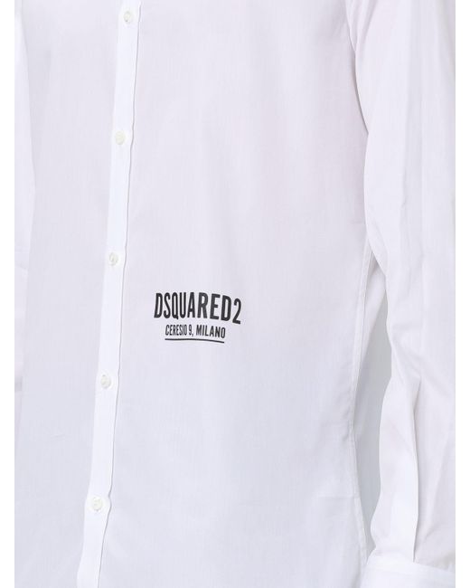 Camicia con logo di DSquared² in White da Uomo