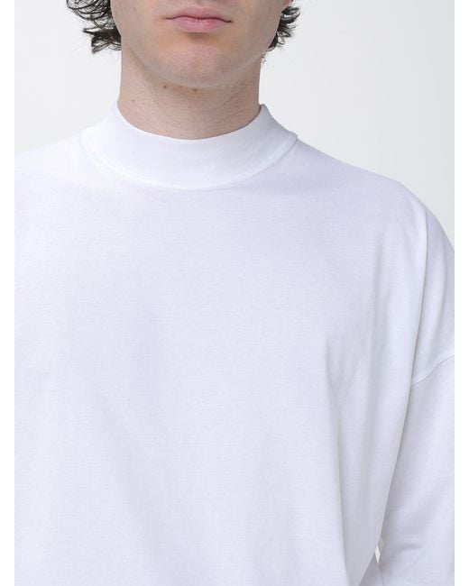 Jil Sander White Cotton T-Shirt With Mock Neck And Dropped Shoulders for men