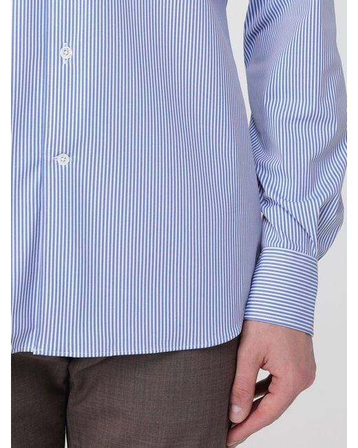 Corneliani Blue Striped Classic Shirt for men
