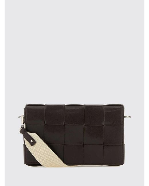Bottega Veneta Black Cassette Intrecciato Woven Calfskin Crossbody Bag for men