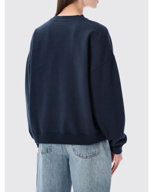 Anine Bing Blue Cotton Crewneck Sweatshirt With Logo