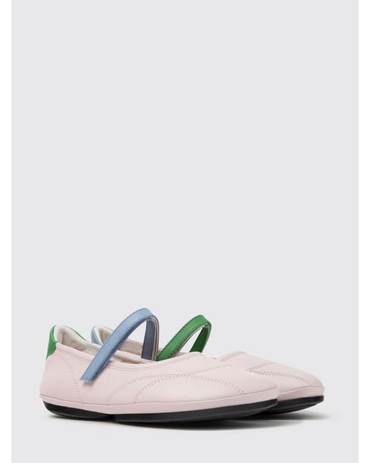 Camper White Twins Abstract Pattern Calfskin Leather Mary Jane Flats