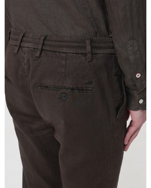 Mason's Black Linen And Cotton Blend Drawstring Trousers for men