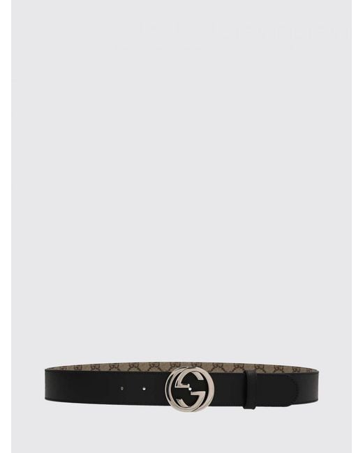 Gucci White Reversible Gg Synthetic Leather Belt for men