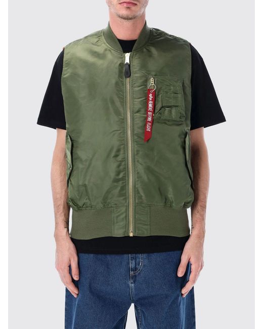 Alpha Industries Green Nylon Vest for men