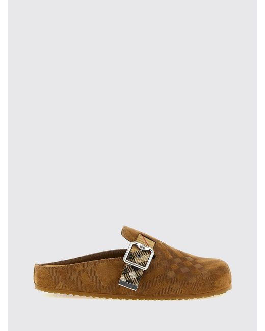 Burberry Brown Urchin Vintage Check Suede Mules With Low Heel
