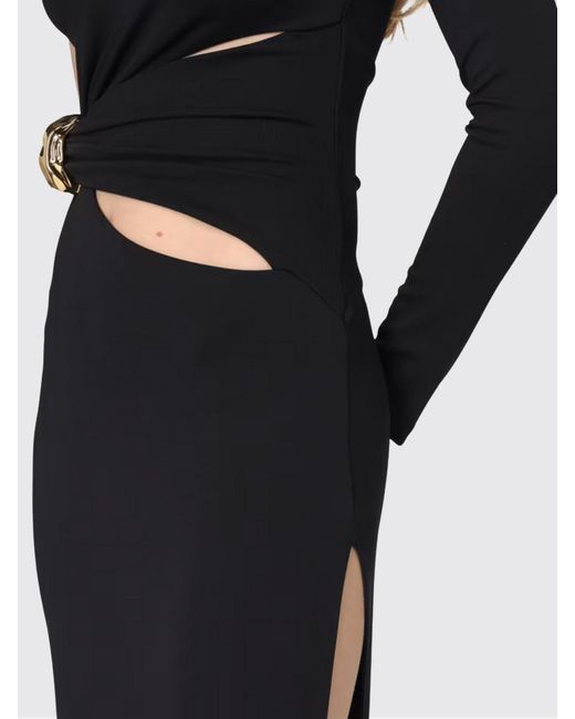 Elisabetta Franchi Black One-Shoulder Long Evening Gown