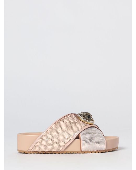 Kurt Geiger Pink Chelsea Slide Sandals With Sequins And Rhinestones