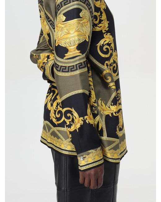 Camicia Baroque Di Seta di Versace in Black