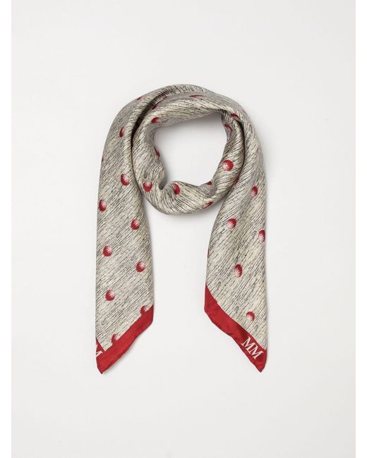 Max Mara Gray Printed Silk Foulard