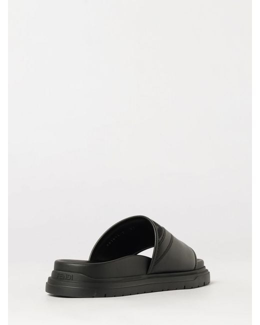 Fendi White Diagonal Slides for men