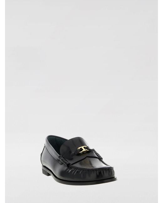 Tod's White T Timeless Brushed Leather Loafers