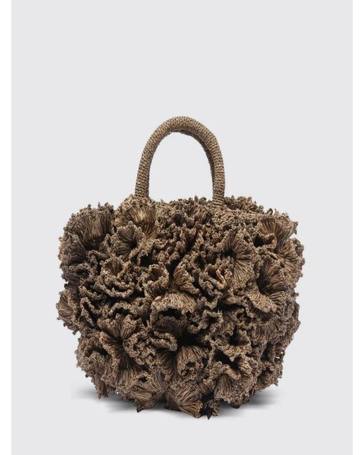 IBELIV Brown Coral Raffia Handbag