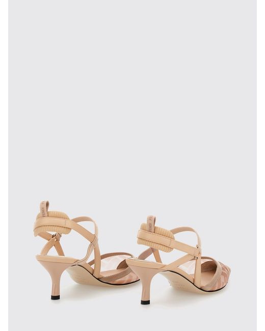 Fendi Pink Colibrì Lite Mesh Nylon Slingback With Ff Monogram And Leather
