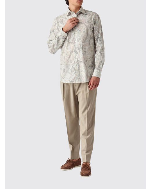 Etro Gray Cotton Paisley Shirt for men
