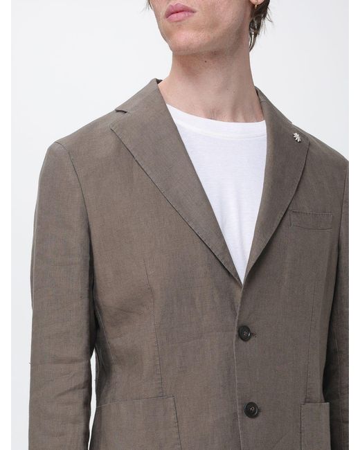 Manuel Ritz Gray Single Breasted Linen Blazer for men