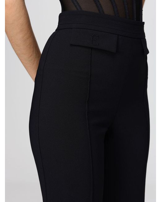 Elisabetta Franchi Black Crêpe Straight Trousers