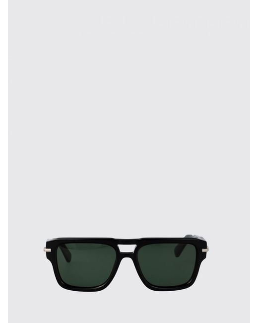 Ferragamo Black Rectangular Double Bridge Acetate Aviator Sunglasses for men