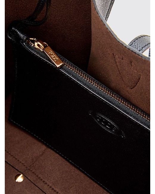 Tod's Black T Timeless Small Leather Shopping Bag
