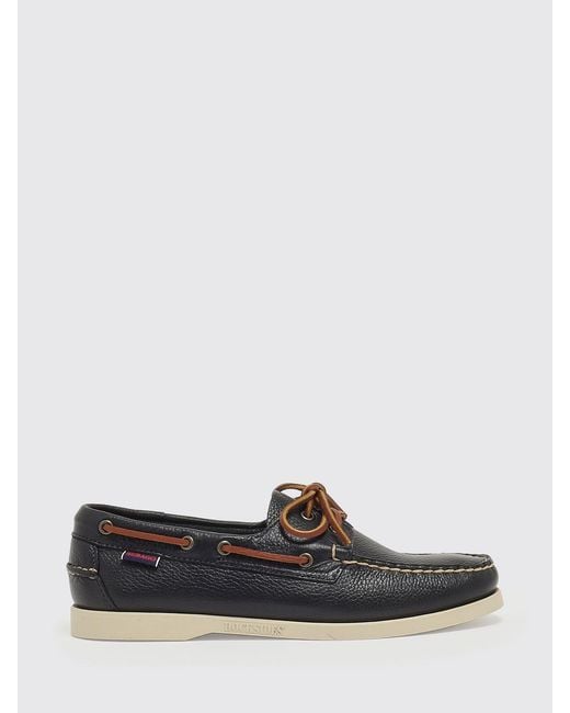 Sebago White Portland Hammered Leather Boat Loafers for men