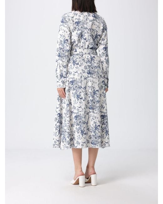 Liu Jo White Cotton Shirtdress With Floral Print