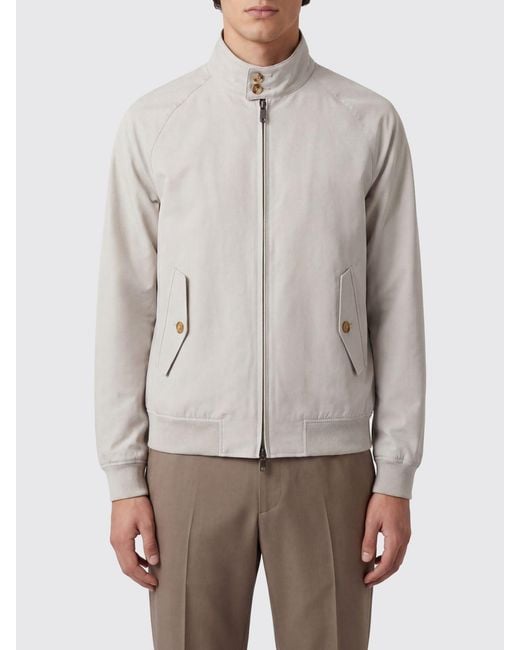 Baracuta Gray Cotton Blend Bomber Jacket With High Collar And Zip Closure for men