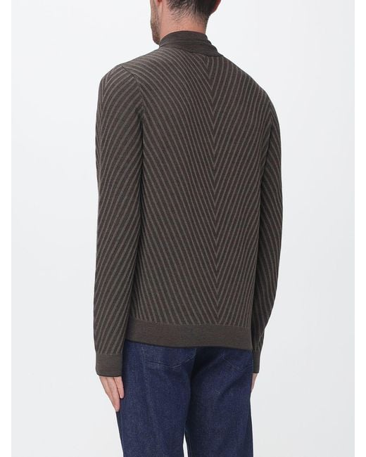 Emporio Armani Gray Slim Fit Chevron Virgin Wool Turtleneck Jumper for men