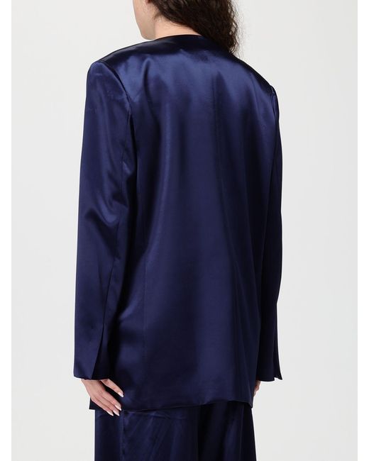 Alberta Ferretti Blue Double-Breasted Satin Blazer