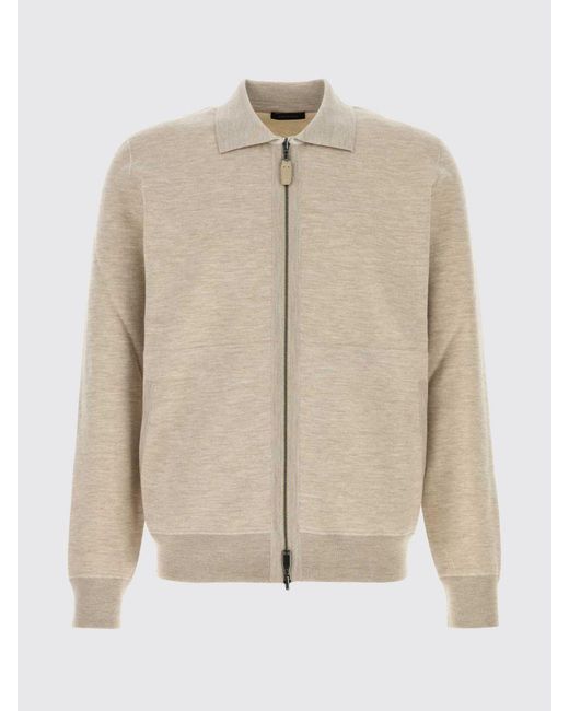 Brioni Natural Cotton And Cashmere Polo Cardigan for men